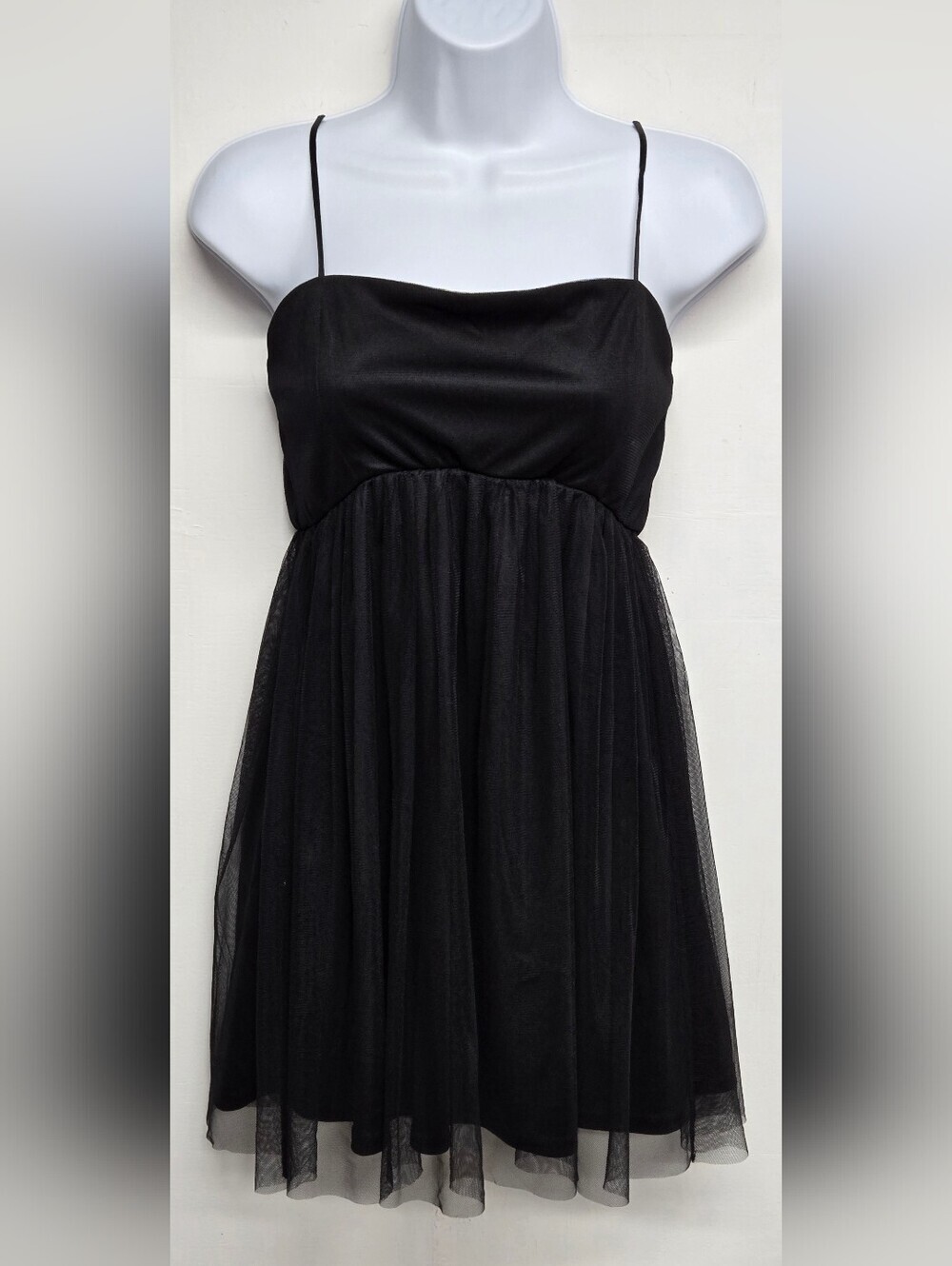 Forever 21 S Top Spaghetti Strap Smocked Elastic Back Sheer Overlay Skirt
